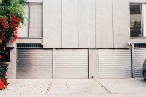 A white garage door