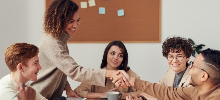 office meeting, handshake