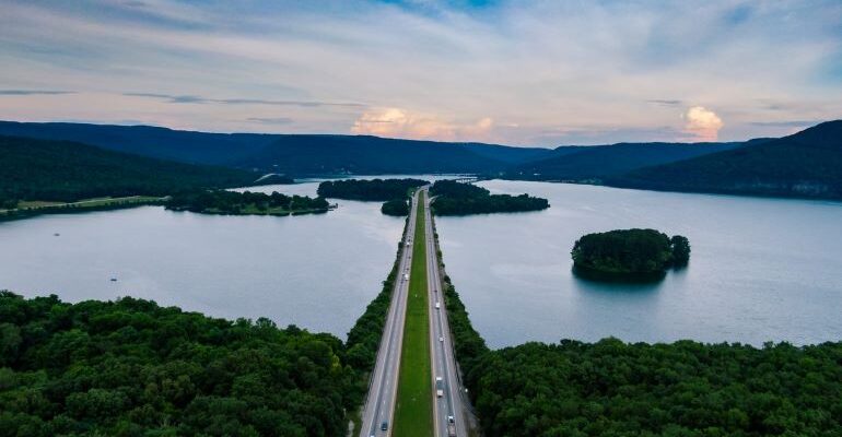 Aerial view of highway.