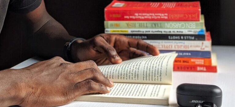 man reading a book