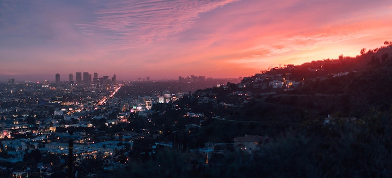 A picture of Los Angeles in the distance, as it's one of the most popular cities for people moving from Michigan to California.