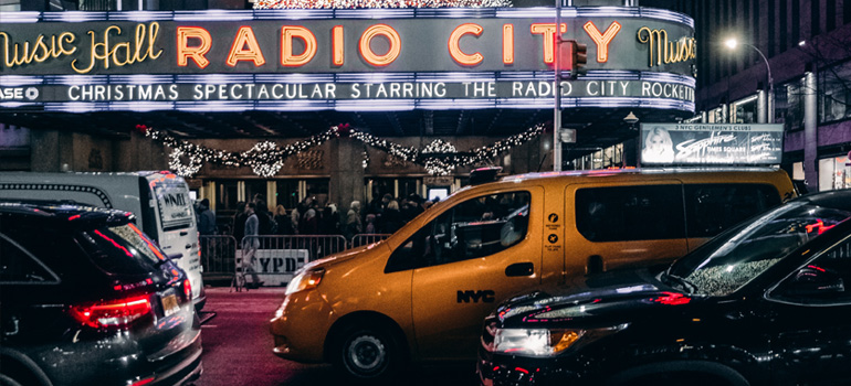 Radio City in New York during the winter holidays