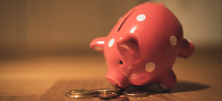 A piggy bank on savings for the average packing services cost