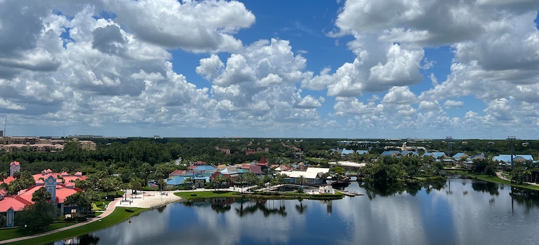 Moving from NYC to Orlando - Aerial Shot of a Disney's Caribbean Beach Resort in Florida. 