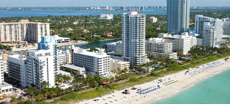 a view of buildings and a beach in Miami