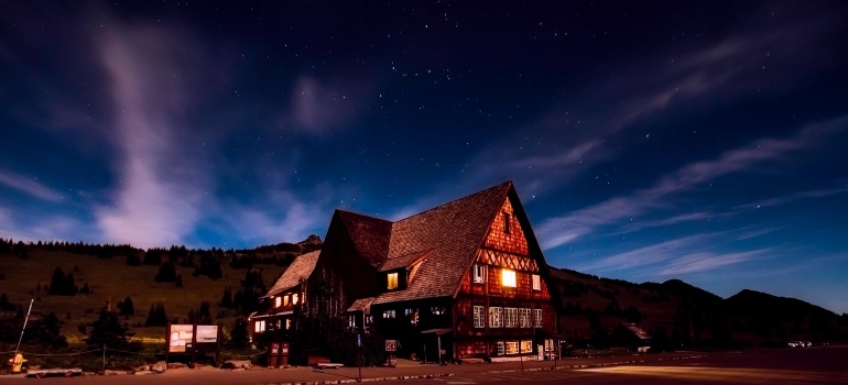 a lodge in the night