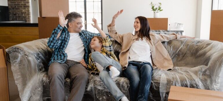 family sitting on a couch