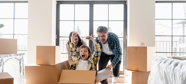 Family having fun during relocation