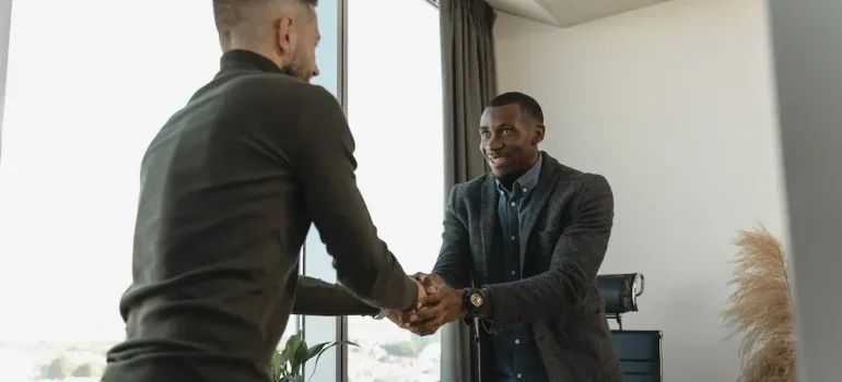 Two men handshaking