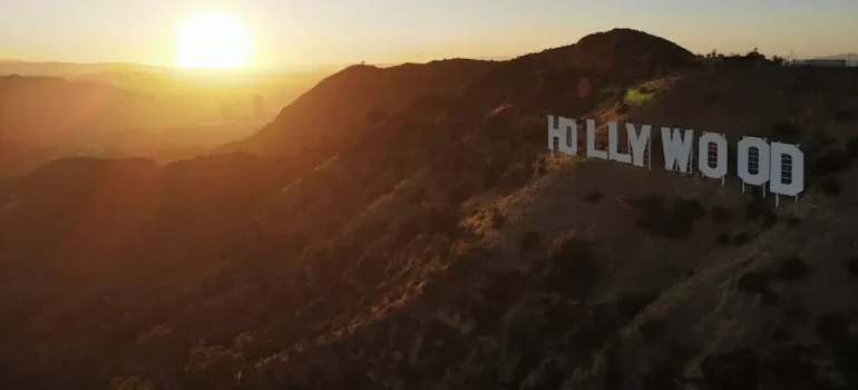 A Hollywood sign during golden hour