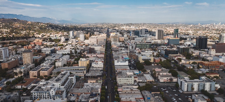 Los Angeles neighborhoods from the air during the day