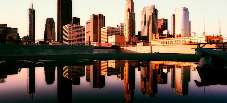 High-rise Buildings reflection in a body of water