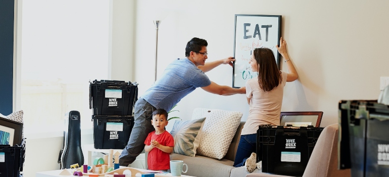 Picture of a family after moving in