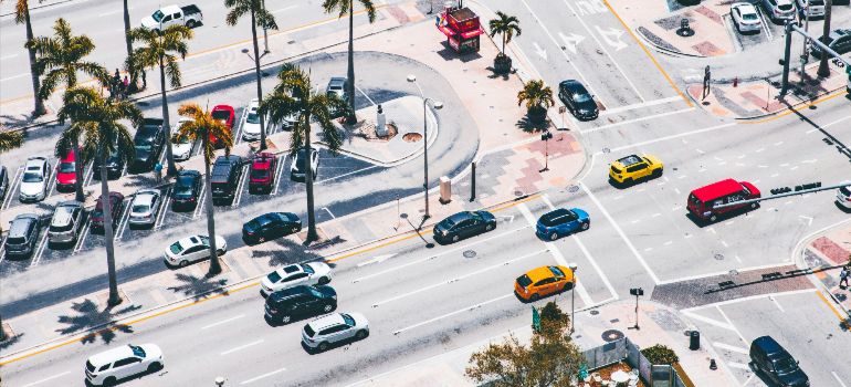 Cars on a sunny Miami street