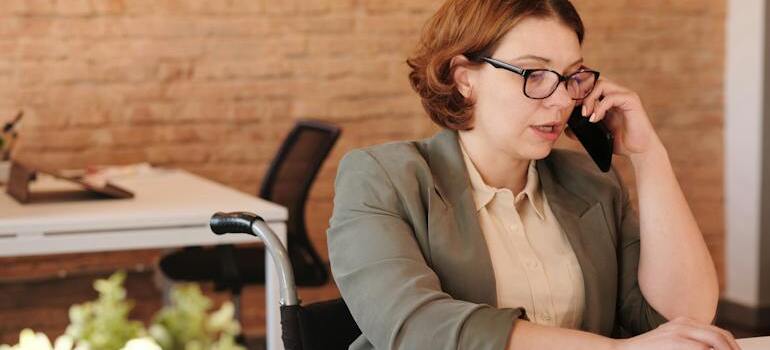 A businesswoman on a phone call