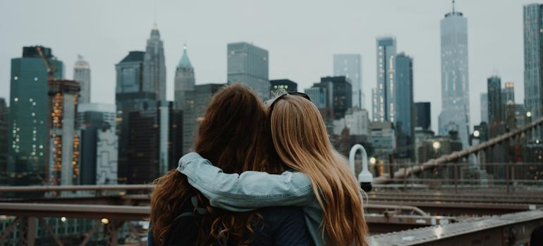 two girls after moving from Las Vegas to NYC