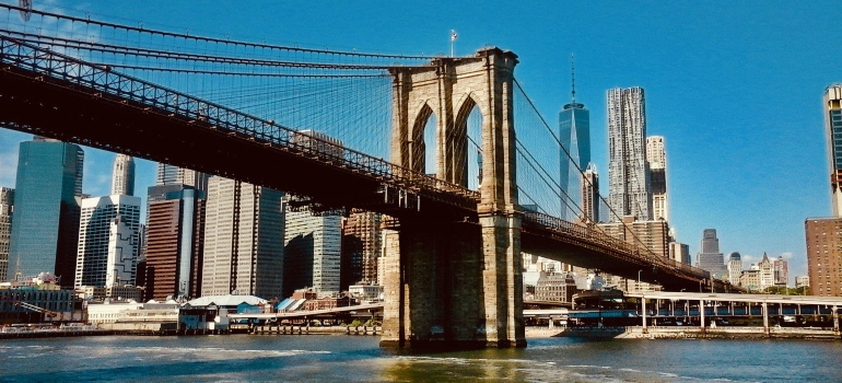 The Brooklyn Bridge, as a landmark of New York City. 
