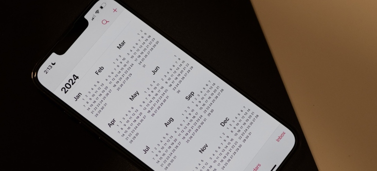 Picture of a calendar app on a phone 