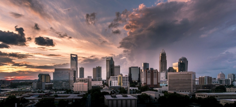 Picture of a sunset over Charlotte 