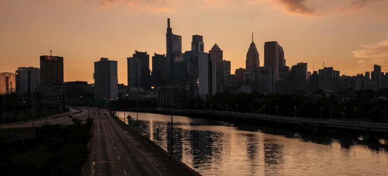 city at dusk