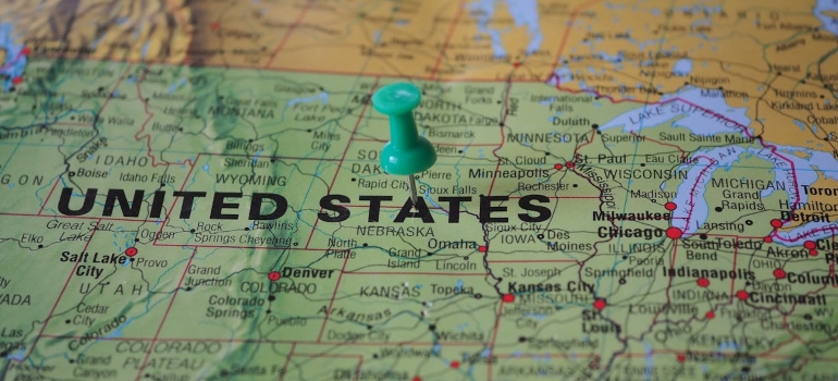 pin on the USA map marks Nebraska after moving from Washington